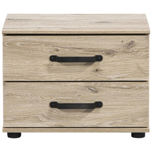 25% korting - Leen Bakker - Nachtkastje Dex - Licht Eikenkleur - 40x52x38 Cm - Spaanplaat - Bruin#Beige