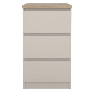 2e Halve Prijs Leen Bakker - Nachtkastje Naia - 3 Lades - Greige - Spaanplaat - Beige#Grijs - 50x40.4x70.1 Cm
