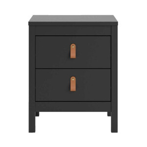 2e Halve Prijs Leen Bakker - Nachtkastje Madeira - 2 Lades - Spaanplaat - Zwart - 44x54x38 Cm