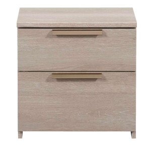 Leen Bakker - Nachtkastje Tempo - 2 Lades - Grijs Eikenkleur - Spaanplaat - Bruin - 34x44x44 Cm