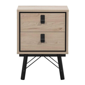 2e Halve Prijs Leen Bakker - Nachtkastje Kansas - Eikenkleur - 60x44x40 Cm - Spaanplaat - Bruin - 43.3x59.6x40.1 Cm