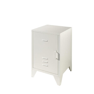 2e Halve Prijs Leen Bakker - Vipack Nachtkastje Bronxx - Metaal - Wit - 40x40x60.5 Cm