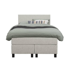Leen Bakker - Boxspring Liv Egaal - Ecru - 120x200 Cm - Vierkante Poot - Stof - Crème