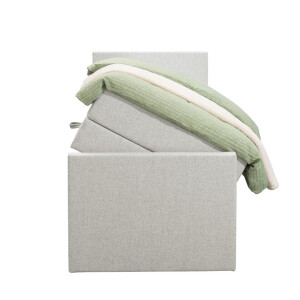 Leen Bakker - Boxspring Met Opbergruimte En Voetbord Liv Egaal - Ecru - 90x200cm - Stof - Crème