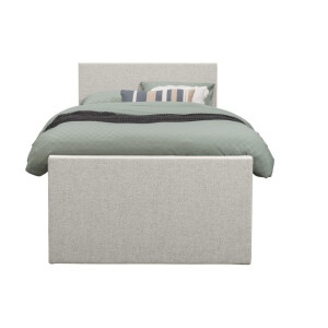 Leen Bakker - Boxspring Met Opbergruimte En Voetbord Liv Egaal - Ecru - 120x200cm - Stof - Crème