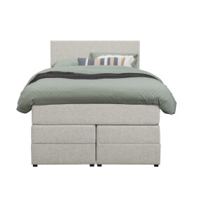 Leen Bakker - Boxspring Met Opbergruimte Liv Egaal - Ecru - 120x200 Cm - Stof - Crème