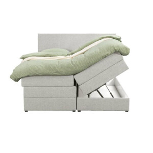 Leen Bakker - Boxspring Met Opbergruimte Liv Egaal - Ecru - 140x200 Cm - Stof - Crème
