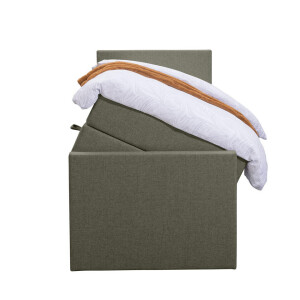 Leen Bakker - Boxspring Met Opbergruimte En Voetbord Liv Egaal - 90x200cm - Stof - Groen