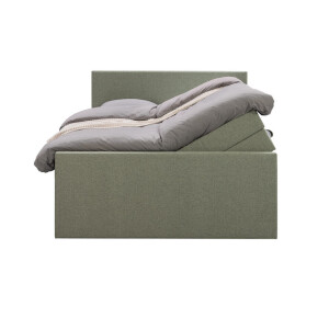 Leen Bakker - Boxspring Met Opbergruimte En Voetbord Liv Egaal - 160x200cm - Stof - Groen