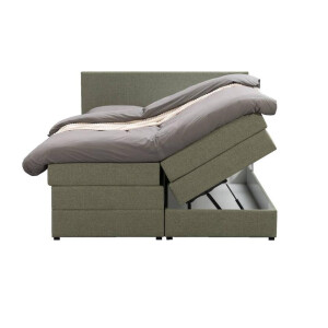 25% korting - Leen Bakker - Boxspring Met Opbergruimte Liv Egaal - 140x200 Cm - Stof - Groen