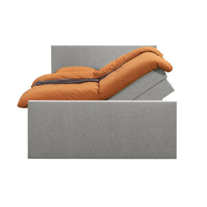 Leen Bakker - Boxspring Met Opbergruimte En Voetbord Liv Egaal - Licht - 160x200cm - Stof - Grijs