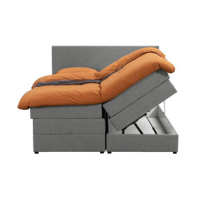 Leen Bakker - Boxspring Met Opbergruimte Liv Egaal - Licht - 180x200 Cm - Stof - Grijs