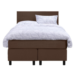 Leen Bakker - Boxspring Liv Egaal - 120x200 Cm - Ronde Poot - Stof/Velvet - Bruin