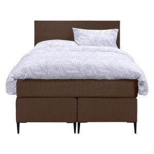 Leen Bakker - Boxspring Liv Egaal - 120x200 Cm - Slanke Poot - Stof/Velvet - Bruin