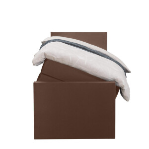 Leen Bakker - Boxspring Met Opbergruimte En Voetbord Liv Egaal - 90x200cm - Stof/Velvet - Bruin