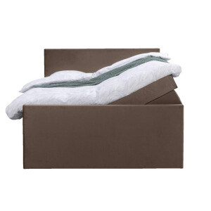 Leen Bakker - Boxspring Met Opbergruimte En Voetbord Liv Egaal - 180x200cm - Stof/Velvet - Bruin