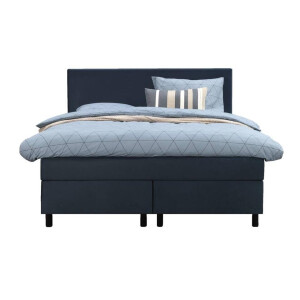 Leen Bakker - Boxspring Liv Egaal - 140x200 Cm - Ronde Poot - Stof/Velvet - Blauw
