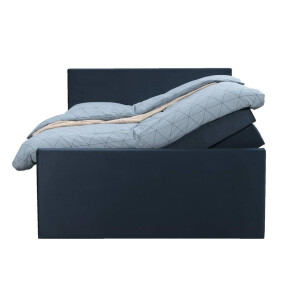 Leen Bakker - Boxspring Met Opbergruimte En Voetbord Liv Egaal - 140x200cm - Stof/Velvet - Blauw
