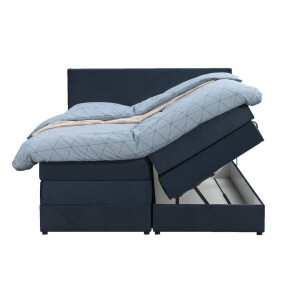 Leen Bakker - Boxspring Met Opbergruimte Liv Egaal - 180x200 Cm - Stof/Velvet - Blauw