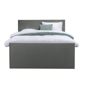 Leen Bakker - Boxspring Met Opbergruimte En Voetbord Liv Egaal - 120x200cm - Stof/Velvet - Grijs