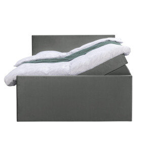 Leen Bakker - Boxspring Met Opbergruimte En Voetbord Liv Egaal - 160x200cm - Stof/Velvet - Grijs