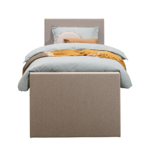 Leen Bakker - Boxspring Met Voetbord Liv Egaal - 90x200 Cm - Ronde Poot - Stof - Beige