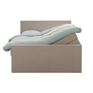 Leen Bakker - Boxspring Met Opbergruimte En Voetbord Liv Egaal - 140x200cm - Stof - Beige