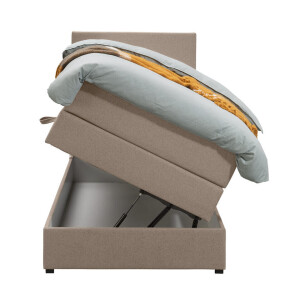 Leen Bakker - Boxspring Met Opbergruimte Liv Egaal - 90x200 Cm - Stof - Beige