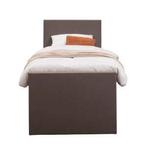 Leen Bakker - Boxspring Met Voetbord Liv Egaal - Donker - 90x200 Cm - Ronde Poot - Stof - Bruin