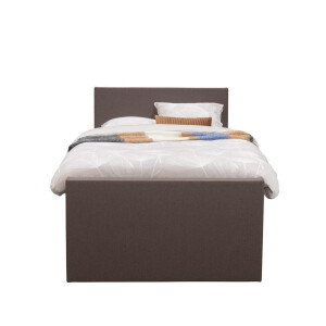 Leen Bakker - Boxspring Met Opbergruimte En Voetbord Liv Egaal - Donker - 120x200cm - Stof - Bruin