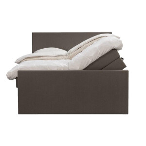 Leen Bakker - Boxspring Met Opbergruimte En Voetbord Liv Egaal - Donker - 180x200cm - Stof - Bruin