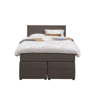 Leen Bakker - Boxspring Met Opbergruimte Liv Egaal - Donker - 120x200 Cm - Stof - Bruin