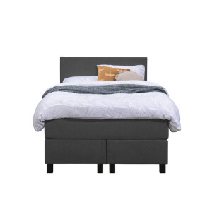 Leen Bakker - Boxspring Liv Egaal - Antraciet - 120x200 Cm - Vierkante Poot - Stof - Grijs
