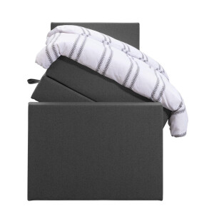 Leen Bakker - Boxspring Met Opbergruimte En Voetbord Liv Egaal - Antraciet - 90x200cm - Stof - Grijs