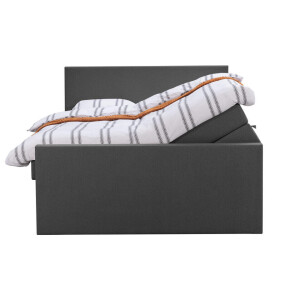 Leen Bakker - Boxspring Met Opbergruimte En Voetbord Liv Egaal - Antraciet - 160x200cm - Stof - Grijs