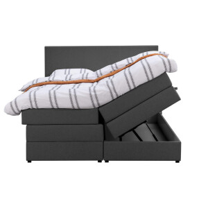 Leen Bakker - Boxspring Met Opbergruimte Liv Egaal - Antraciet - 180x200 Cm - Stof - Grijs