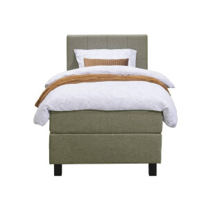 Leen Bakker - Boxspring Liv Geblokt - 90x200 Cm - Vierkante Poot - Stof - Groen