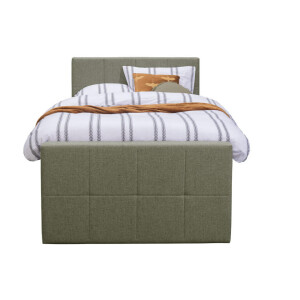 Leen Bakker - Boxspring Met Opbergruimte En Voetbord Liv Geblokt - 120x200cm - Stof - Groen