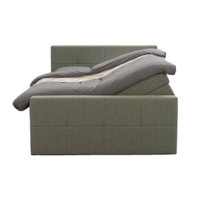 Leen Bakker - Boxspring Met Opbergruimte En Voetbord Liv Geblokt - 180x200cm - Stof - Groen
