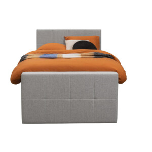 Leen Bakker - Boxspring Met Opbergruimte En Voetbord Liv Geblokt - Licht - 120x200cm - Stof - Grijs
