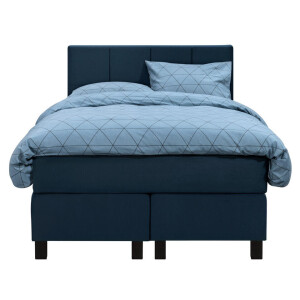 Leen Bakker - Boxspring Liv Geblokt - 120x200 Cm - Vierkante Poot - Stof/Velvet - Blauw