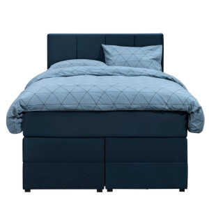 Leen Bakker - Boxspring Met Opbergruimte Liv Geblokt - 120x200 Cm - Stof/Velvet - Blauw
