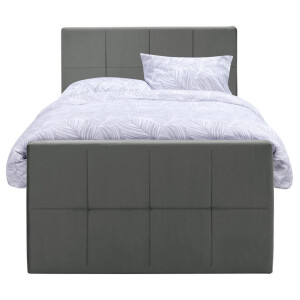 Leen Bakker - Boxspring Met Opbergruimte En Voetbord Liv Geblokt - 120x200cm - Stof/Velvet - Grijs
