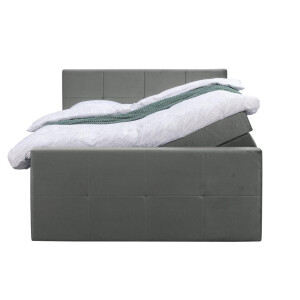 Leen Bakker - Boxspring Met Opbergruimte En Voetbord Liv Geblokt - 160x200cm - Stof/Velvet - Grijs