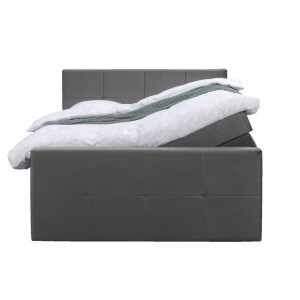 Leen Bakker - Boxspring Met Opbergruimte En Voetbord Liv Geblokt - 180x200cm - Stof/Velvet - Grijs