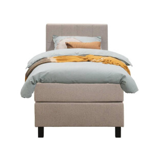 Leen Bakker - Boxspring Liv Geblokt - 90x200 Cm - Vierkante Poot - Stof - Beige