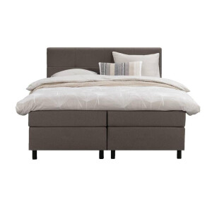Leen Bakker - Boxspring Liv Geblokt - Donker - 160x200 Cm - Ronde Poot - Stof - Bruin