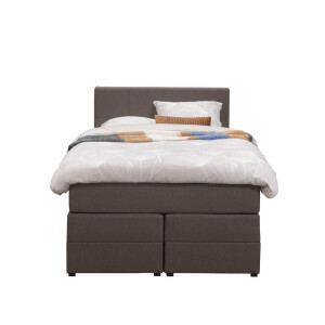 Leen Bakker - Boxspring Met Opbergruimte Liv Geblokt - Donker - 120x200 Cm - Stof - Bruin