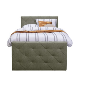 Leen Bakker - Boxspring Met Opbergruimte En Voetbord Liv Geruit - 120x200cm - Stof - Groen