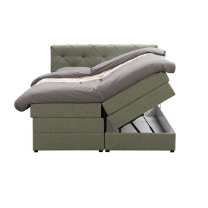 Leen Bakker - Boxspring Met Opbergruimte Liv Geruit - 180x200 Cm - Stof - Groen
